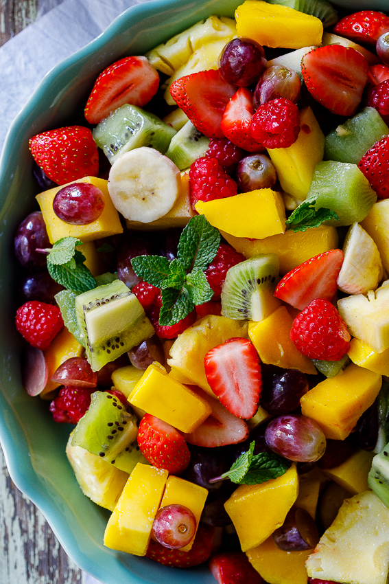 Summer fruit salad with limemint dressing Simply Delicious