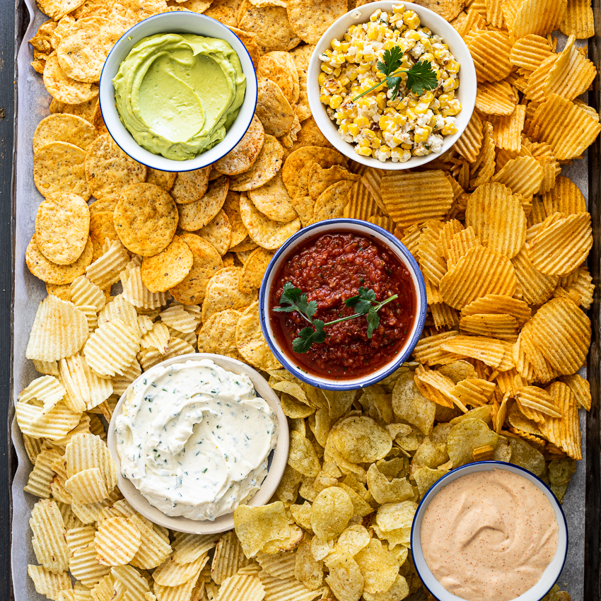 Chips and dip platter Simply Delicious