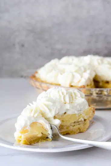 Banana cream pie with homemade custard.