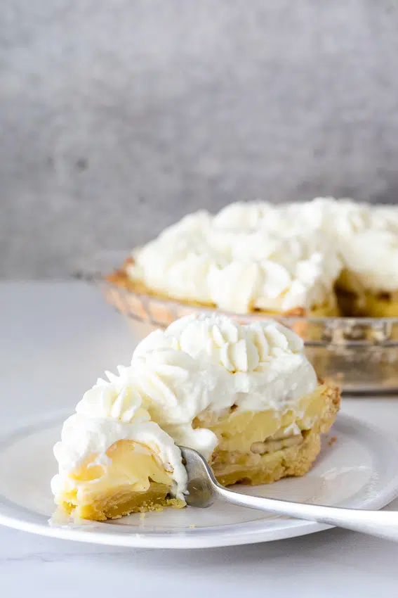Banana cream pie with homemade custard.
