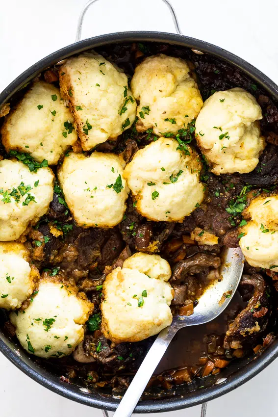 Beef shin stew with Parmesan dumplings