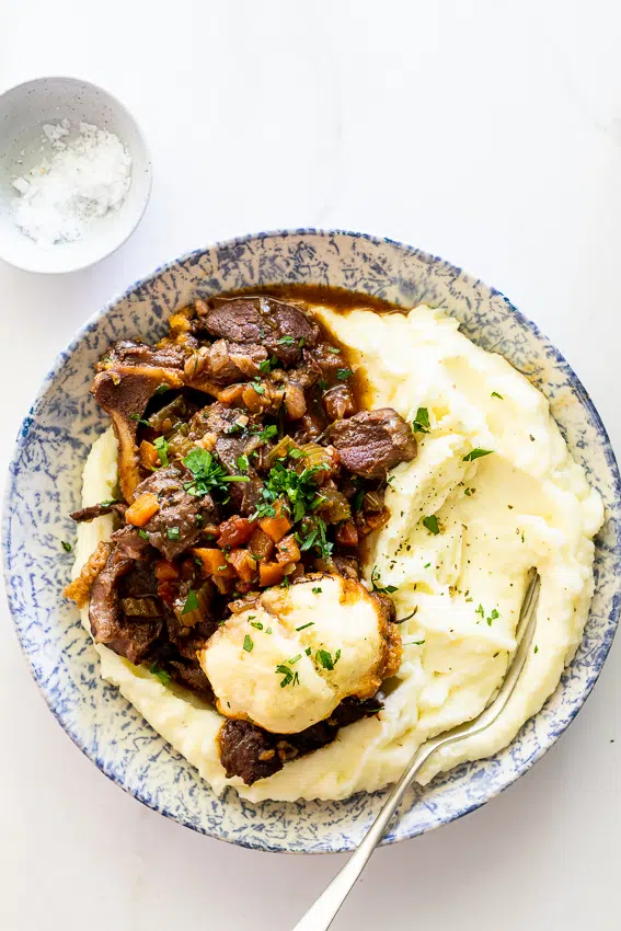 Beef shin stew with Parmesan dumplings