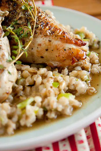 Roast Chicken breasts with Barley Risotto Roast Chicken breasts with Barley Risotto