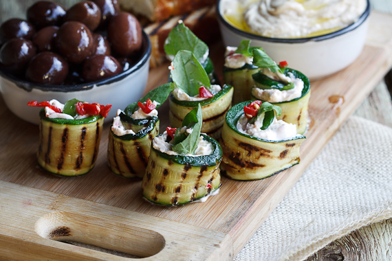 Courgette Rolls with Feta, Mint & Chilli
