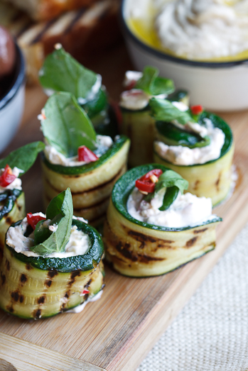Courgette Rolls with Feta, Mint & Chilli