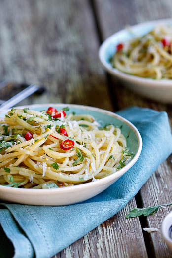 Spaghetti with Anchovies, garlic, lemon & Chilli