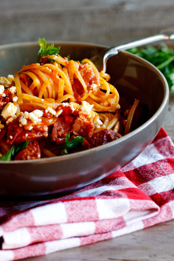 Tomato & Chorizo pasta - Simply Delicious