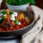 3-meat & Ricotta Meatballs in Tomato sauce on Spaghetti
