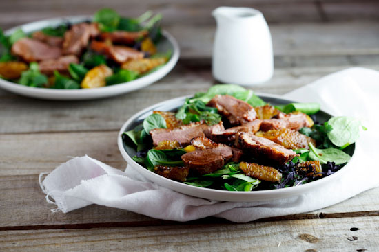 Warm Asian Duck salad with Caramelised Oranges