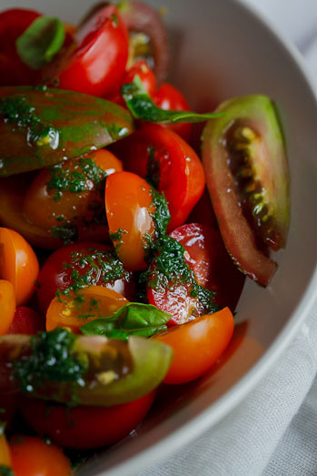 Tomato salad with Basil dressing