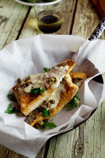 Pan-fried fish with lemon-cream sauce Pan-fried fish with lemon-cream sauce