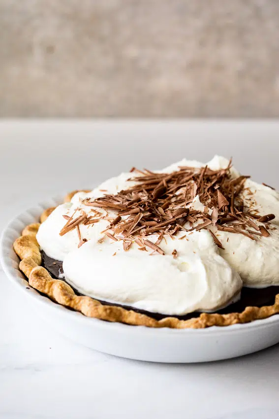 Chocolate cream pie with homemade pie crust
