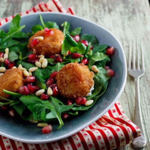 Fried Goat's cheese & Pomegranate salad Simply Delicious
