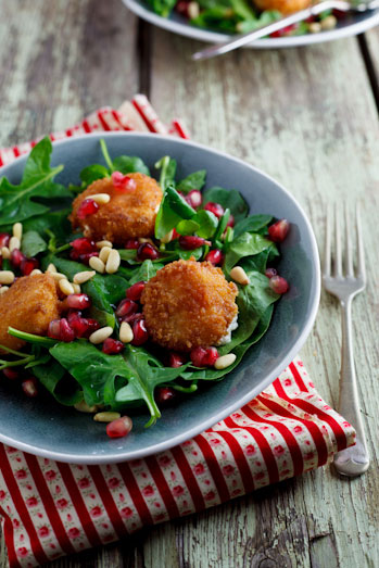Fried Goat's Cheese & pomegranate salad