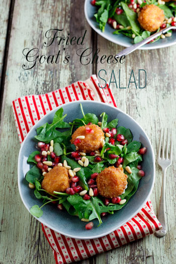 Fried Goat's Cheese & pomegranate salad