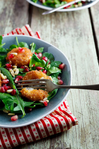 Fried Goat's Cheese & pomegranate salad