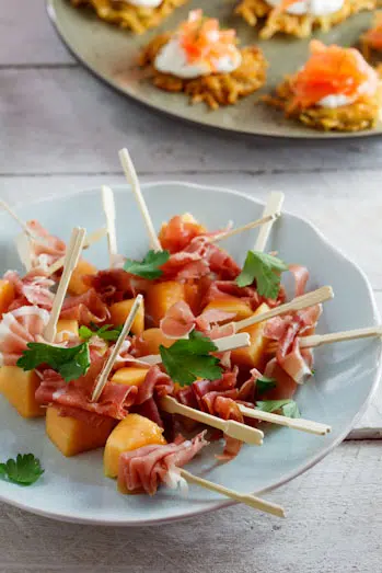 Melon & Prosciutto skewers Melon & Prosciutto skewers