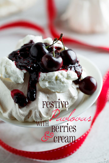 Festive pavlovas with berries