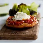 Starters & Canapés: Tomato Tarte Tatin with Goat’s cheese Crème.