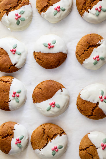 White chocolate dipped ginger cookies