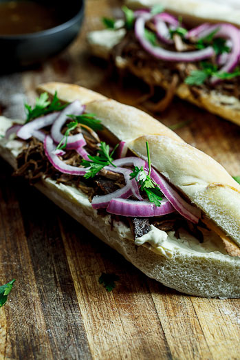 Slow-roasted Balsamic beef sandwiches