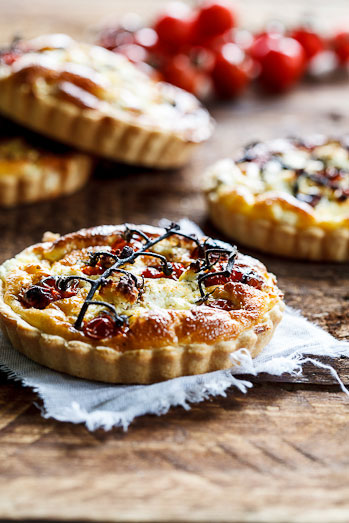 Slow-roasted tomato and goat's cheese quiche