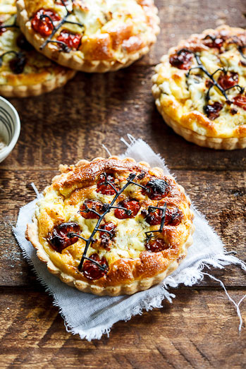 Slow-roasted tomato and goat's cheese quiche