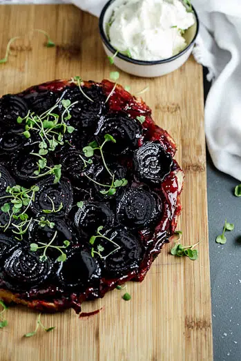 Beetroot Tarte Tatin with Goat's cheese cream