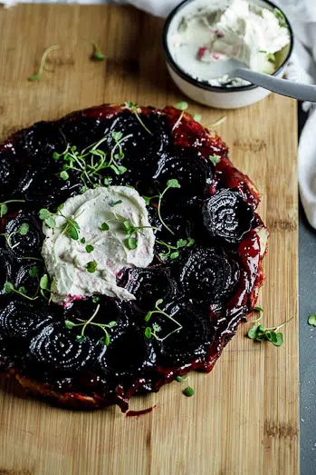 Beetroot Tarte Tatin with Goat's cheese cream
