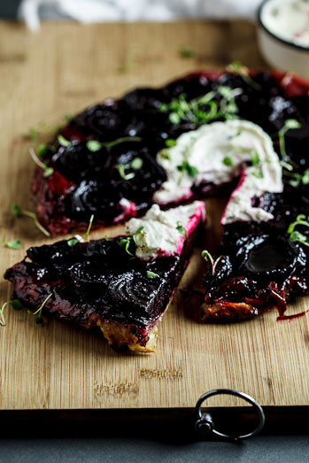 Beetroot Tarte Tatin with Goat's cheese cream