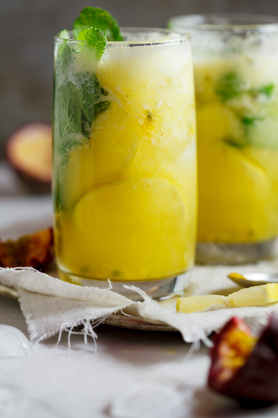Fresh pineapple and passionfruit mojito