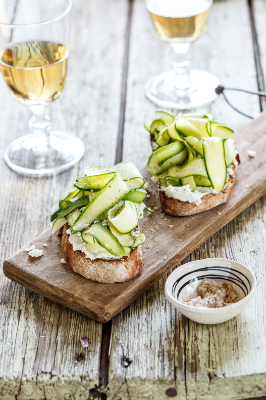 Zucchini & Goat's cheese Bruschetta - Simply Delicious