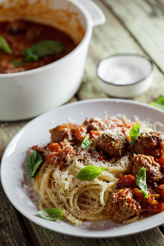 Meatballs in rich tomato sauce