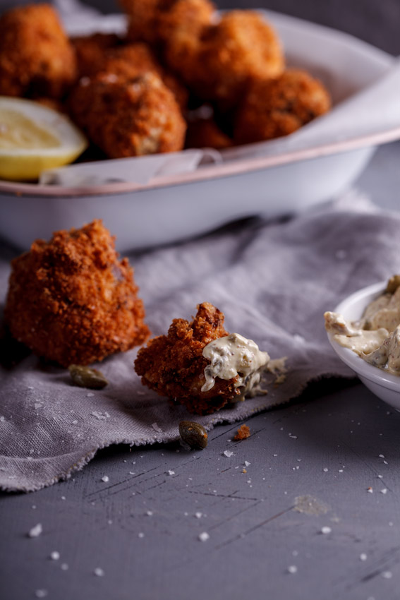 Crumbed cauliflower with caper mayonnaise