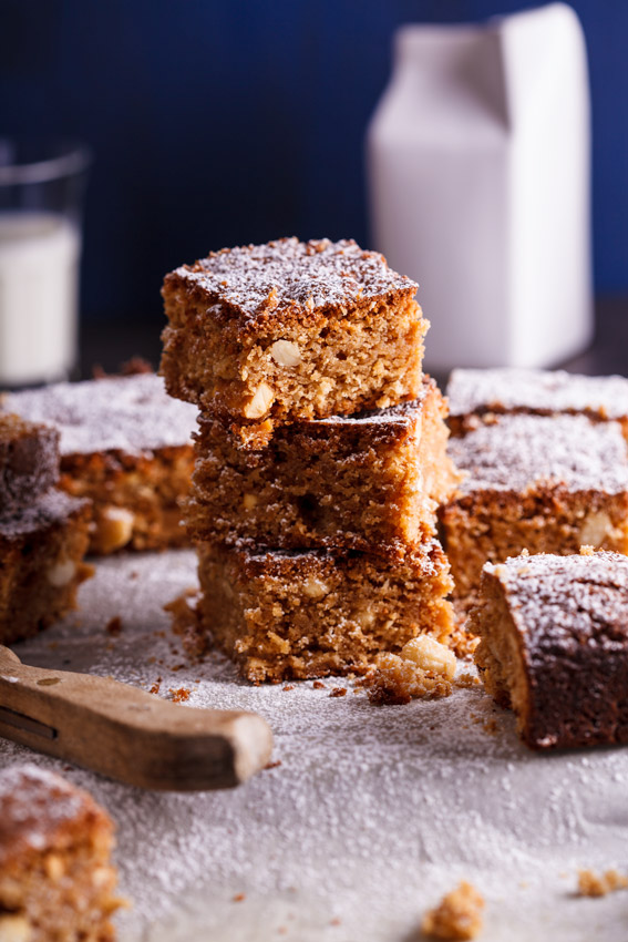White chocolate, coconut and almond blondies