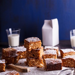 White chocolate, coconut and almond blondies