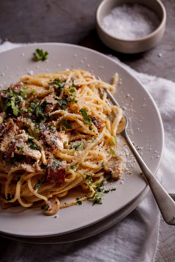 Bacon & mushroom pasta