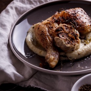 Roasted chicken with cauliflower purée