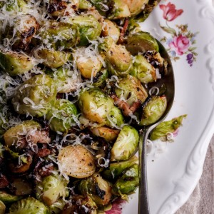 Braised Brussels sprouts with bacon