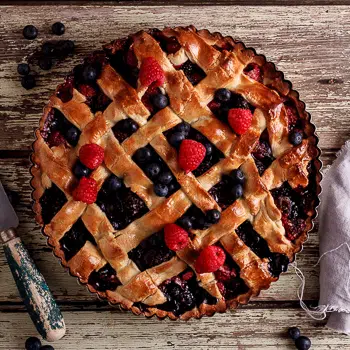 Mixed berry lattice pie