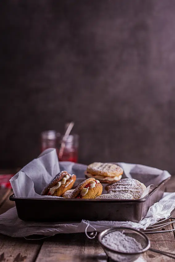 Raspberry vanilla cookie sandwiches