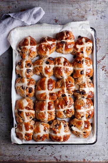 Choc chunk hot cross buns