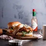 Buffalo chicken sliders with blue cheese sauce