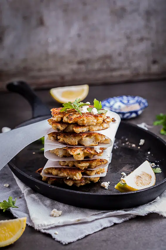 Cauliflower and feta fritters