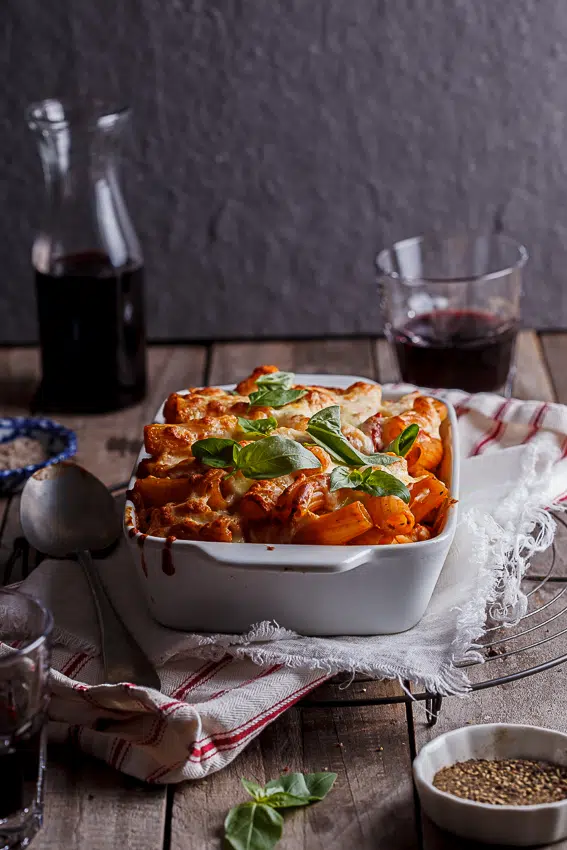 Chicken parmesan pasta bake