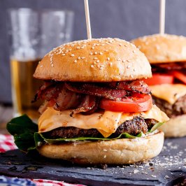 Bacon and cheese burgers