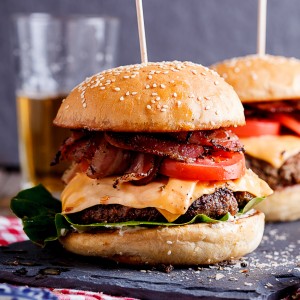 Bacon and cheese burgers