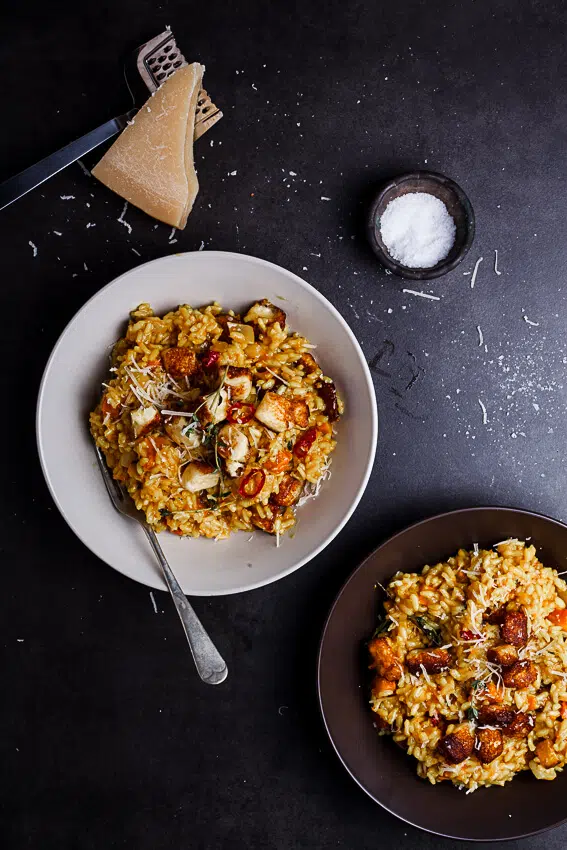 Butternut risotto with haloumi