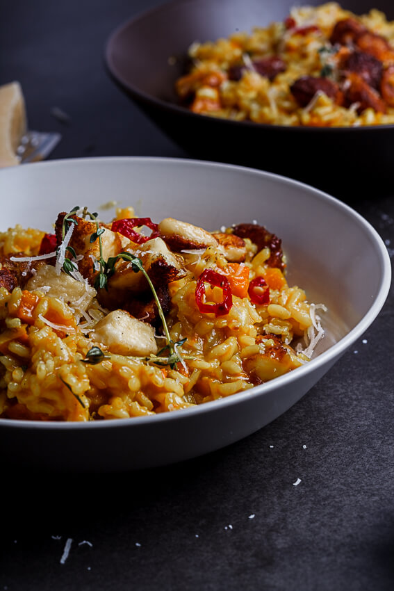 Butternut risotto with haloumi