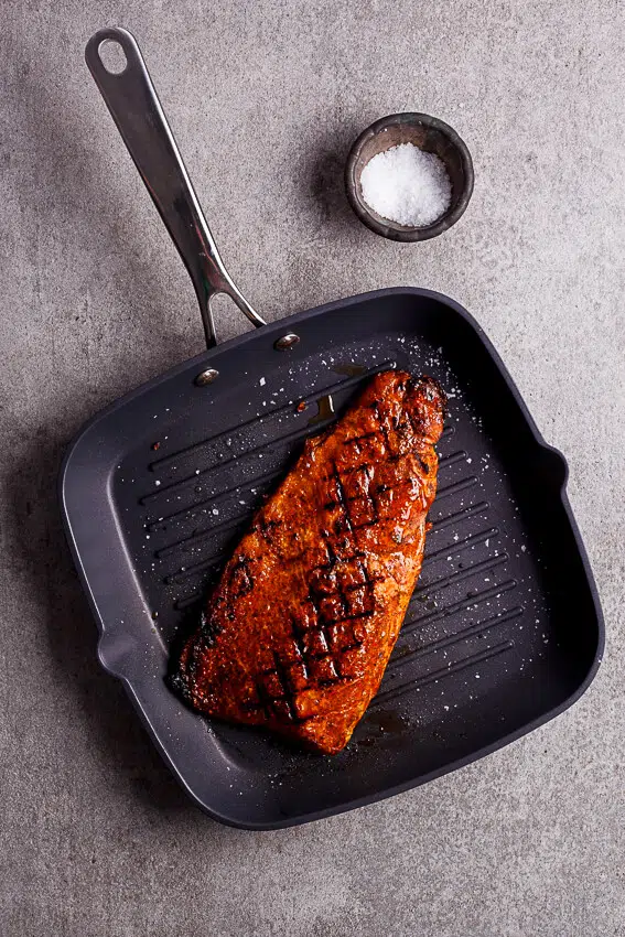 Grilled trout salad with sriracha lime dressing